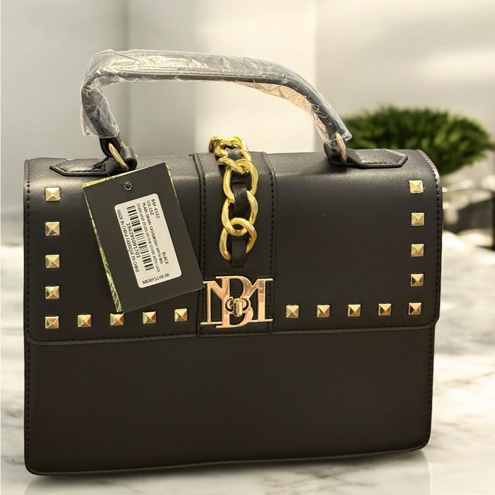 Black Studded Badgley Mischka Cossbody Handbag